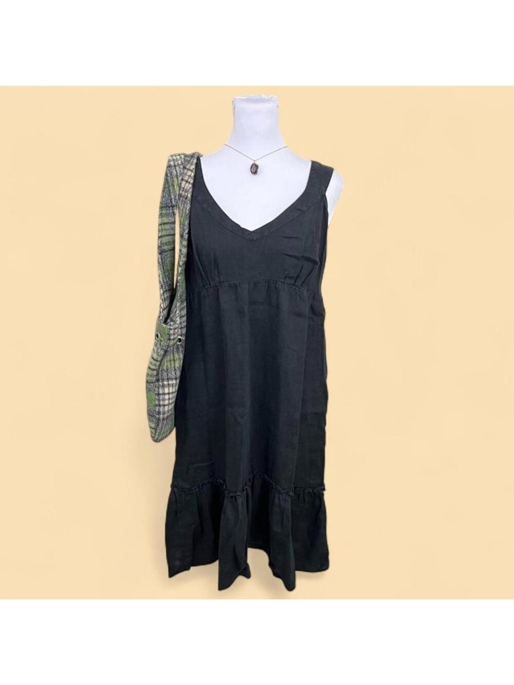 2013 Mossimo black linen capsule basic summer midi dress